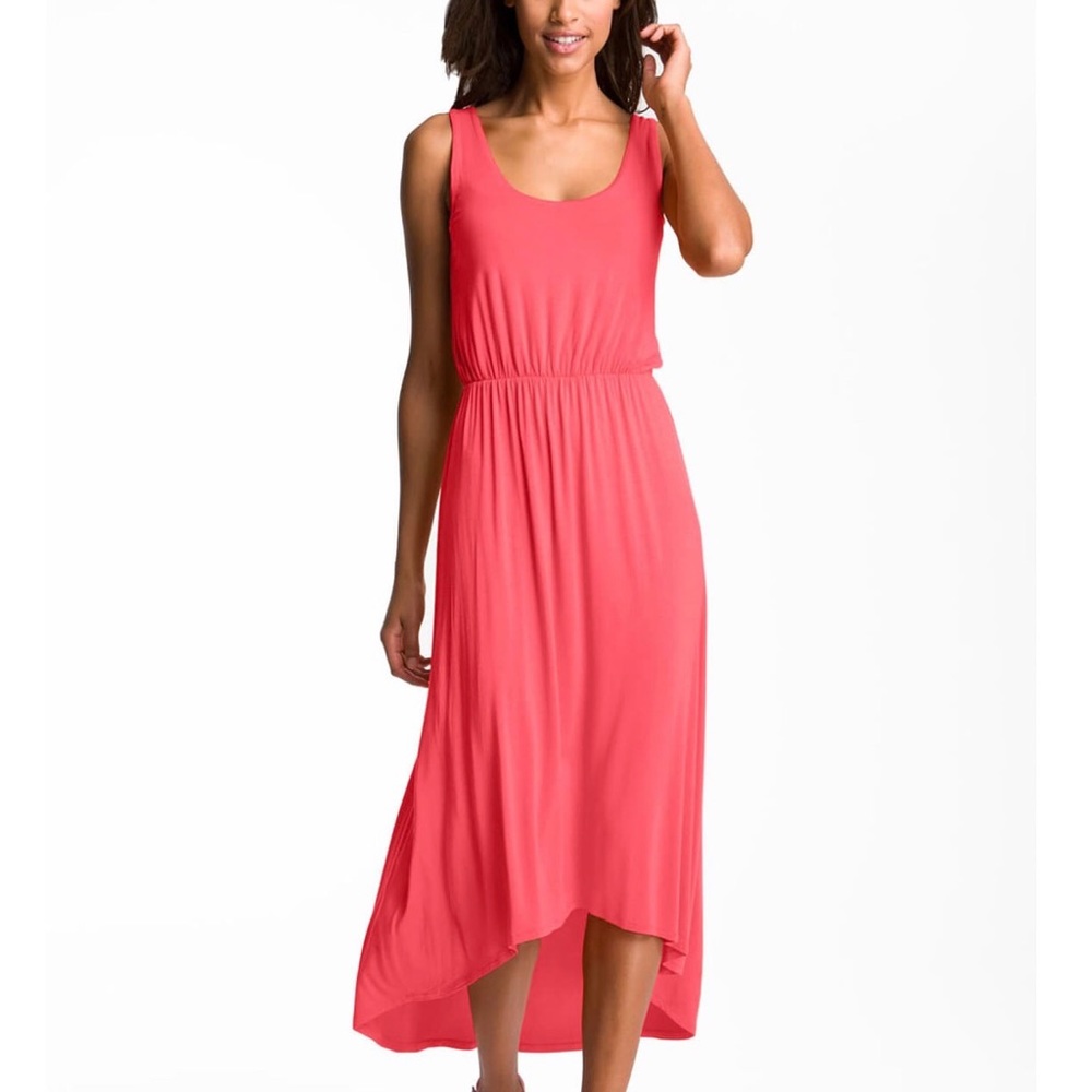 Never worn hi-low coral jersey knit tank dress